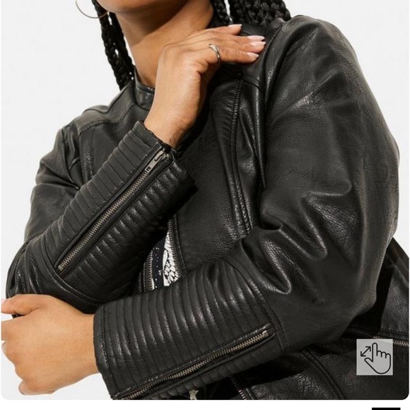 Torrid Faux Leather Collarless Moto Jacket - Picture 4 of 14